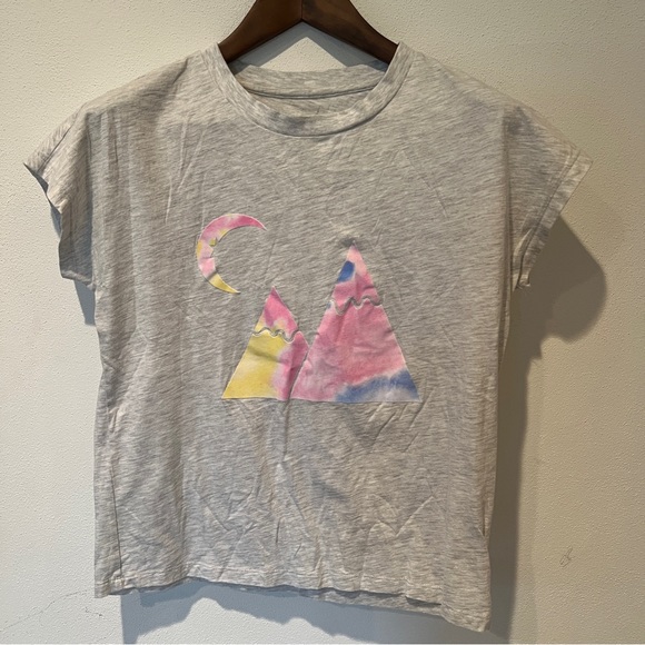 ZYIA Active Moon Mountain TShirt Heathered Gray Cotton - Picture 1 of 6